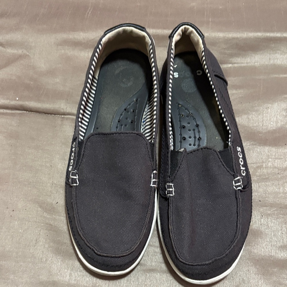 CROCS Men's Dark Canvas Slip-Ons